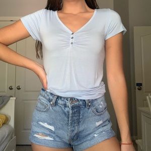 light blue top